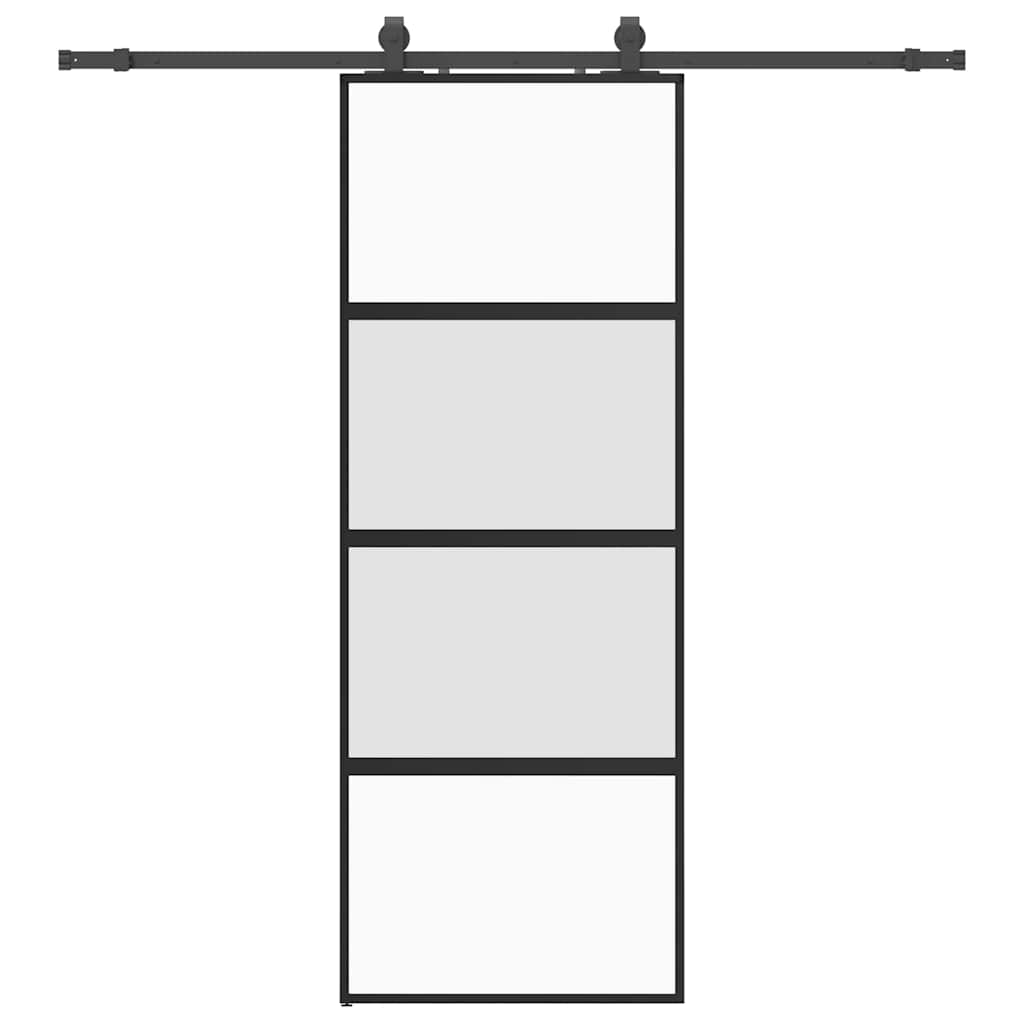 VidaXL porte coulissante avec ferrures 76x205 cm verre trempé noir