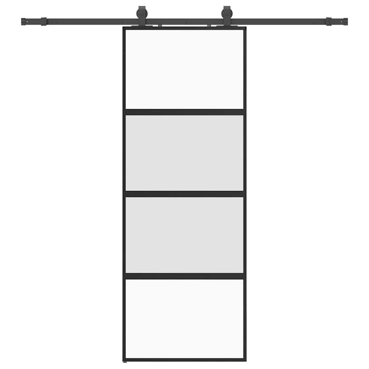 VidaXL porte coulissante avec ferrures 76x205 cm verre trempé noir