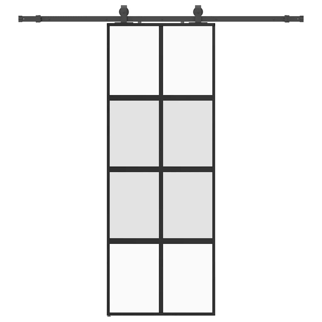 VidaXL porte coulissante avec ferrures 76x205 cm verre trempé noir