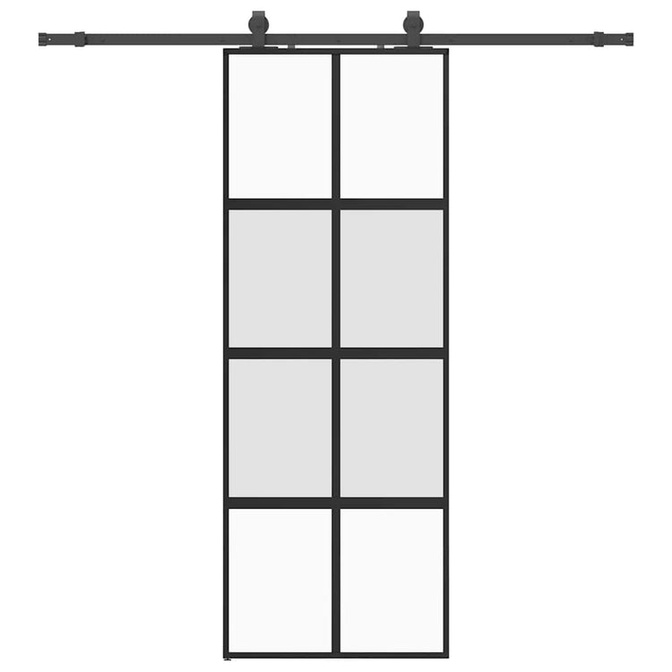 VidaXL porte coulissante avec ferrures 76x205 cm verre trempé noir