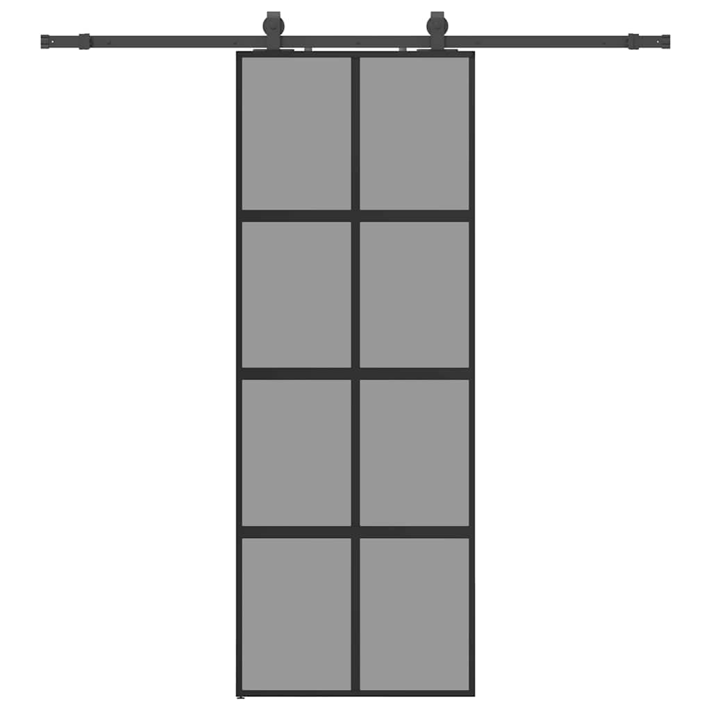 VidaXL porte coulissante avec ferrures 76x205 cm verre trempé noir