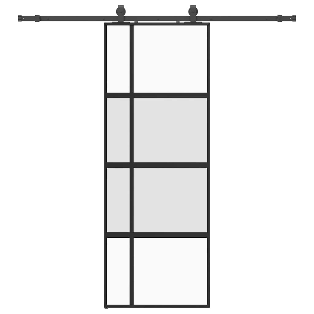 VidaXL porte coulissante avec ferrures 76x205 cm verre trempé noir