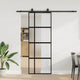 VidaXL porte coulissante avec ferrures 76x205 cm verre trempé noir