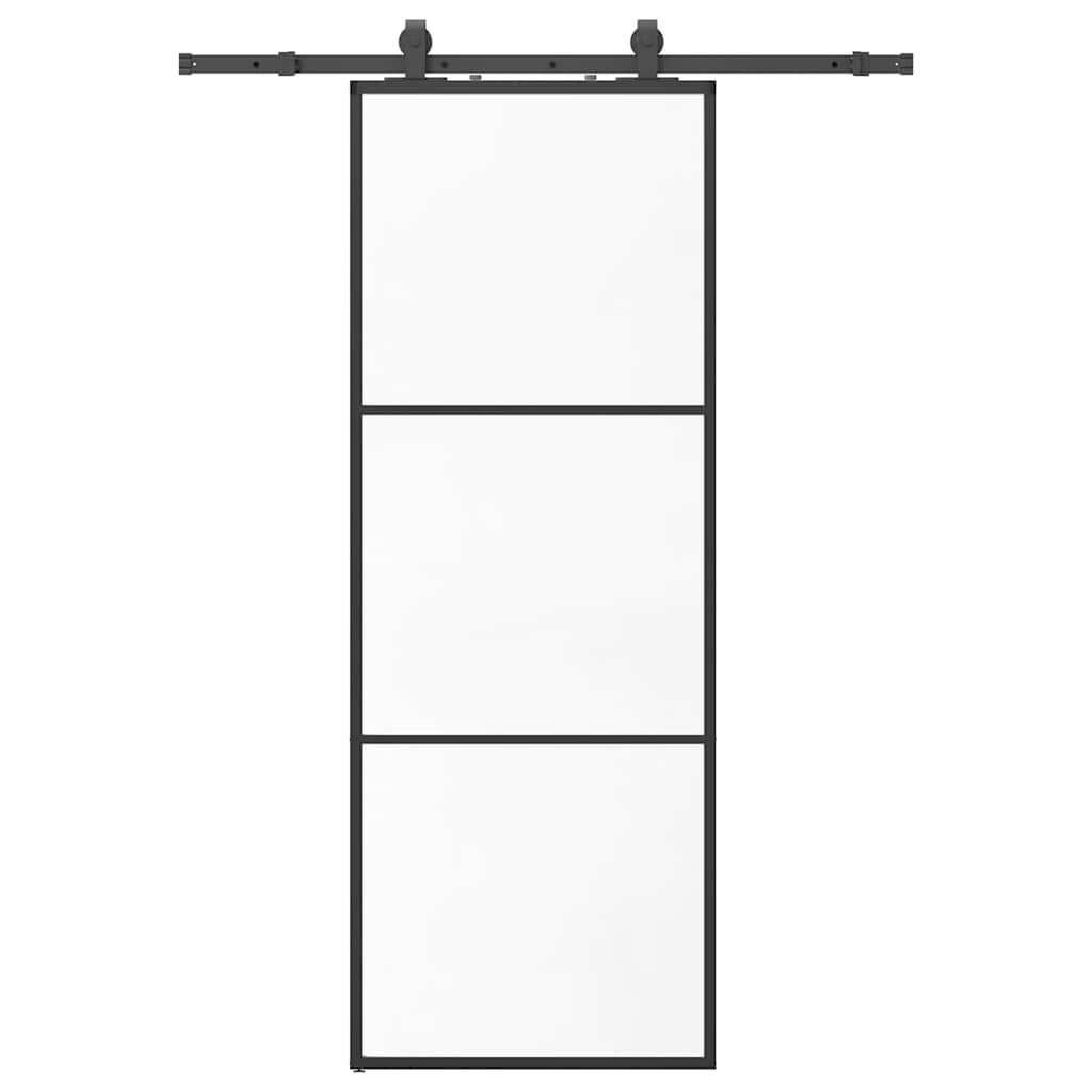 VidaXL porte coulissante avec jeu de ferrures 76x205 cm verre ESG noir