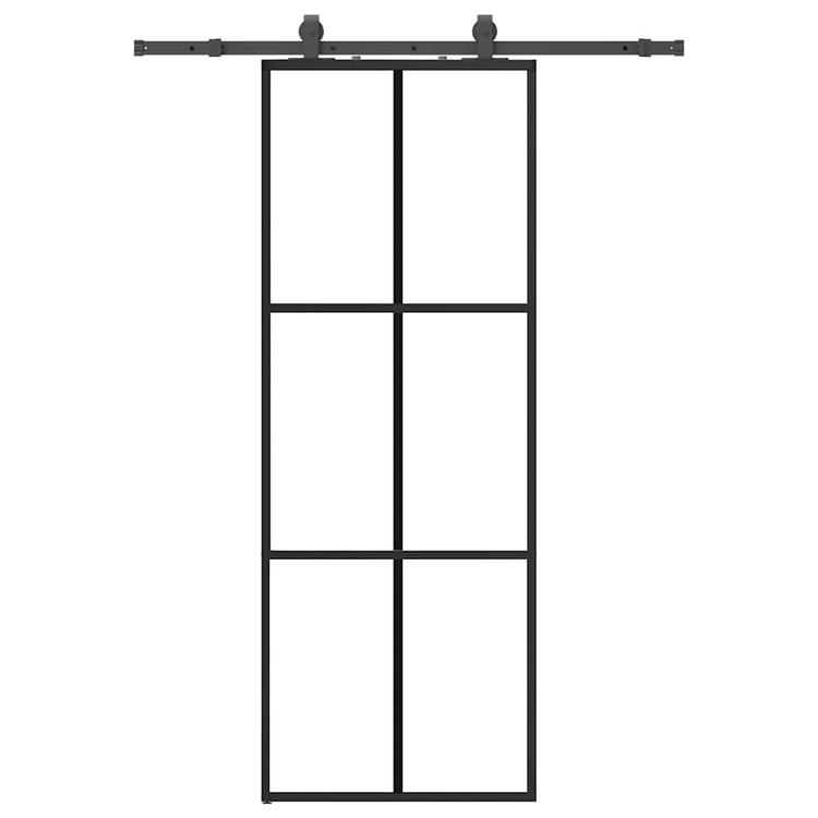 VidaXL porte coulissante avec jeu de ferrures 76x205 cm verre ESG noir