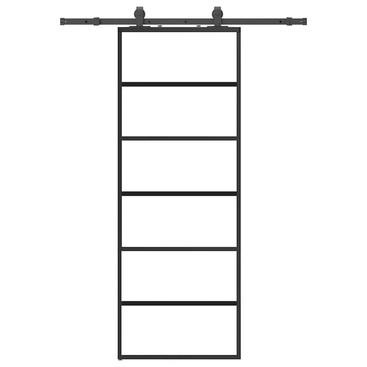 VidaXL porte coulissante avec jeu de ferrures 76x205 cm verre ESG noir