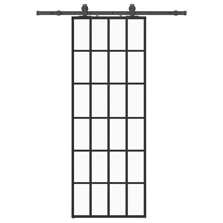 VidaXL porte coulissante avec jeu de ferrures 76x205 cm verre ESG noir