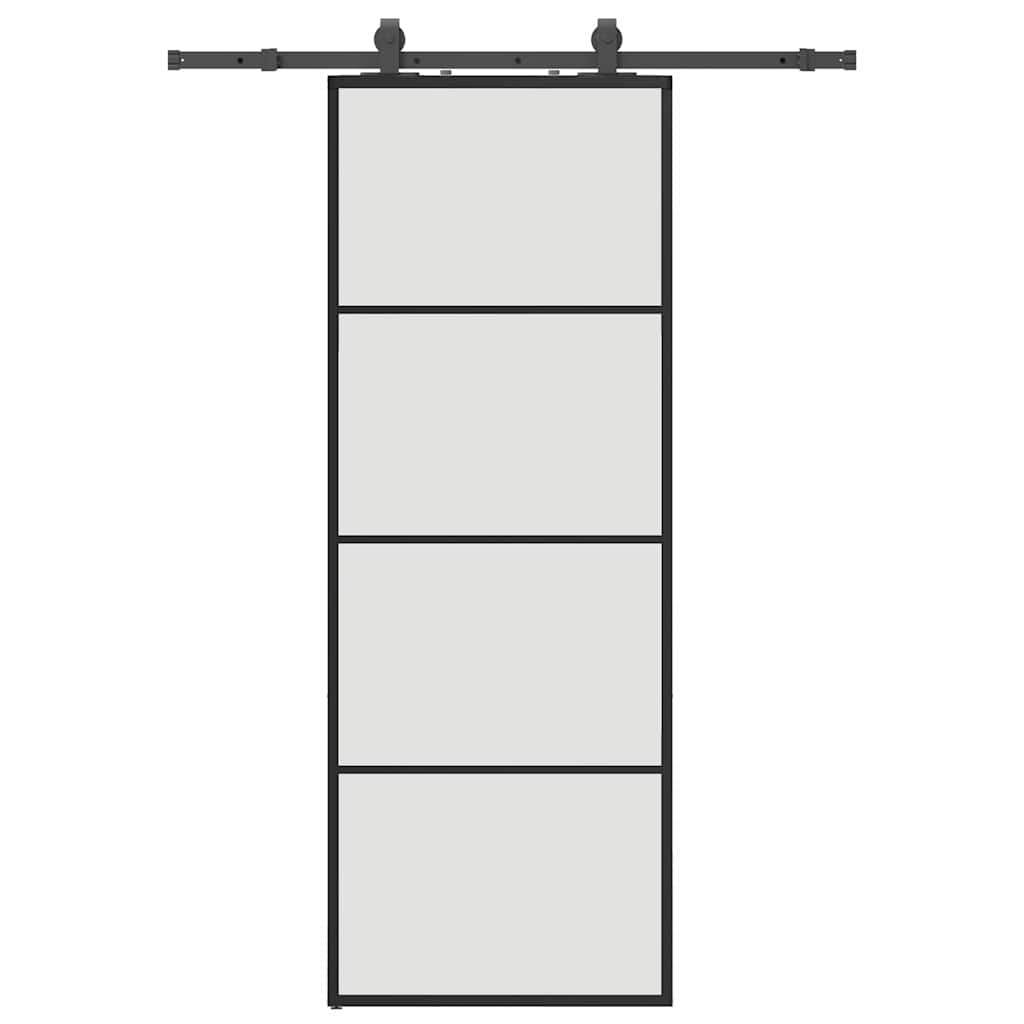 VidaXL porte coulissante avec jeu de ferrures 76x205 cm verre ESG noir
