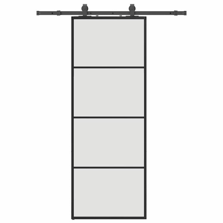 VidaXL porte coulissante avec jeu de ferrures 76x205 cm verre ESG noir