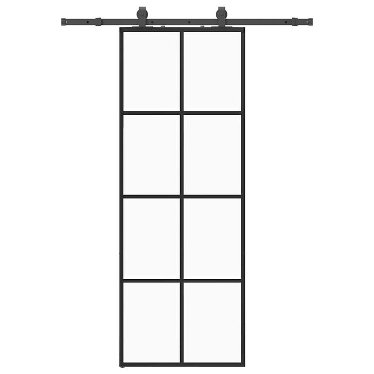 VidaXL porte coulissante avec jeu de ferrures 76x205 cm verre ESG noir