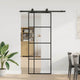 VidaXL porte coulissante avec jeu de ferrures 76x205 cm verre ESG noir