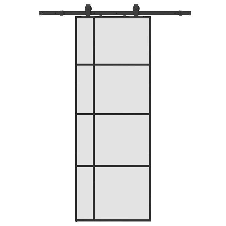 VidaXL porte coulissante avec jeu de ferrures 76x205 cm verre ESG noir