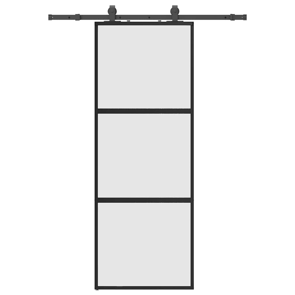 VidaXL porte coulissante avec ferrures 76x205 cm verre trempé noir