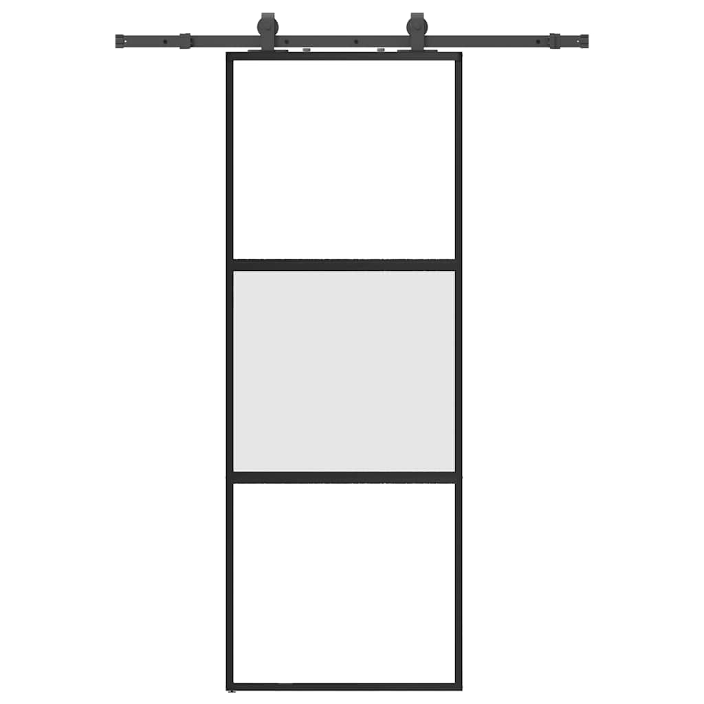 VidaXL porte coulissante avec ferrures 76x205 cm verre trempé noir