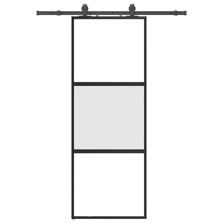 VidaXL porte coulissante avec ferrures 76x205 cm verre trempé noir