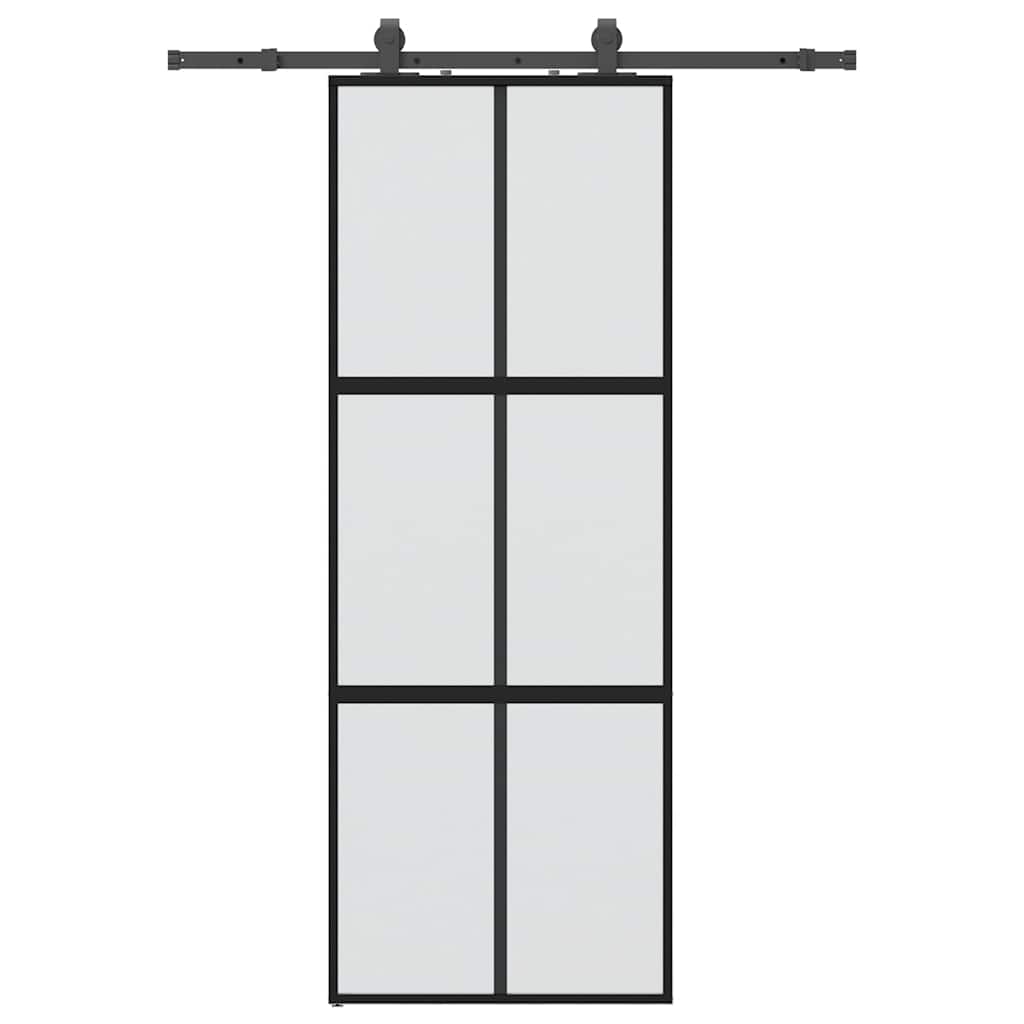VidaXL porte coulissante avec ferrures 76x205 cm verre trempé noir