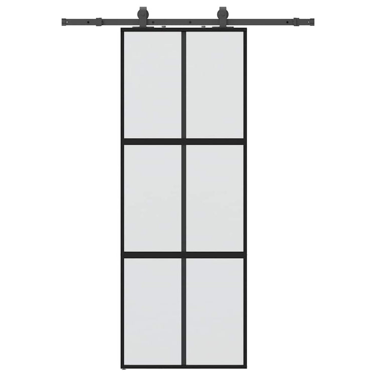 VidaXL porte coulissante avec ferrures 76x205 cm verre trempé noir