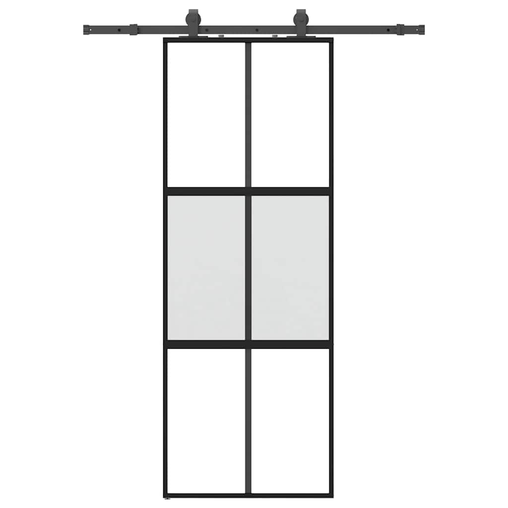 VidaXL porte coulissante avec ferrures 76x205 cm verre trempé noir
