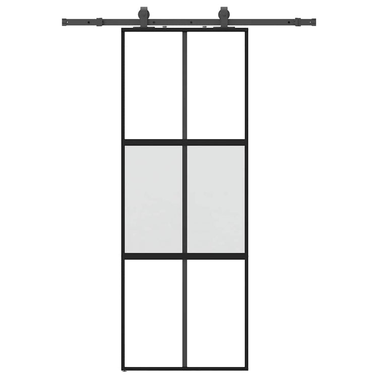 VidaXL porte coulissante avec ferrures 76x205 cm verre trempé noir