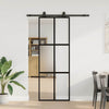 VidaXL porte coulissante avec ferrures 76x205 cm verre trempé noir