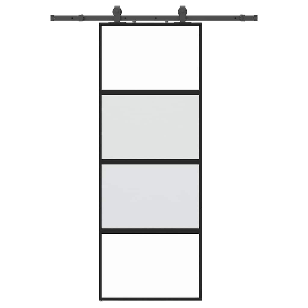VidaXL porte coulissante avec ferrures 76x205 cm verre trempé noir