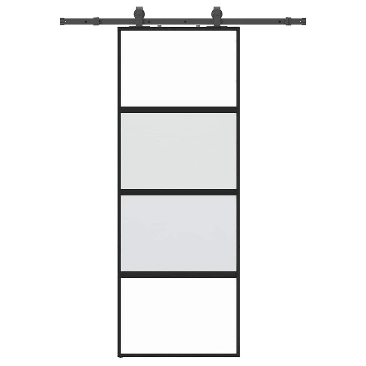 VidaXL porte coulissante avec ferrures 76x205 cm verre trempé noir