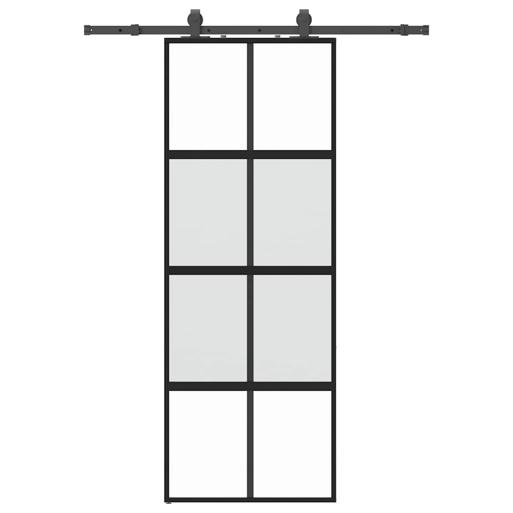 VidaXL porte coulissante avec ferrures 76x205 cm verre trempé noir