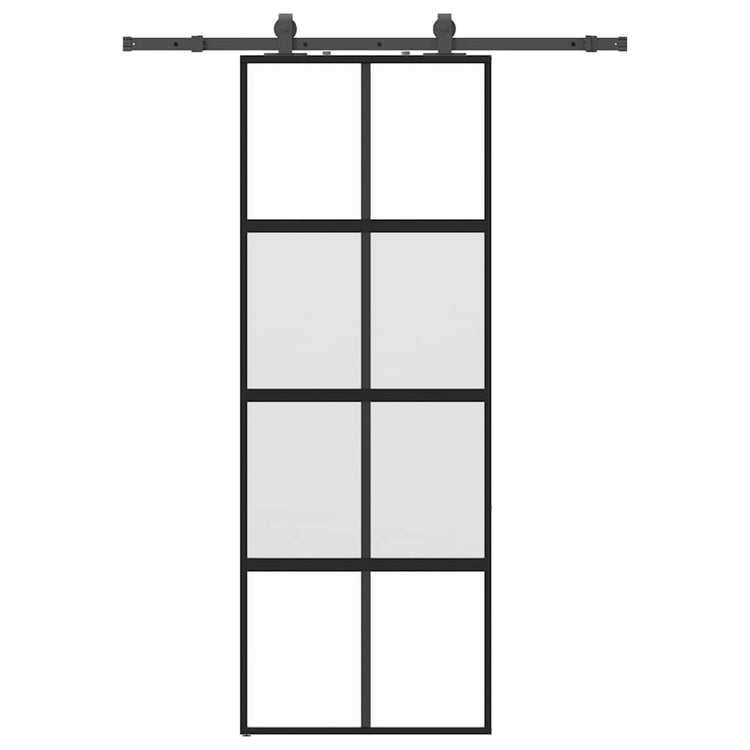 VidaXL porte coulissante avec ferrures 76x205 cm verre trempé noir