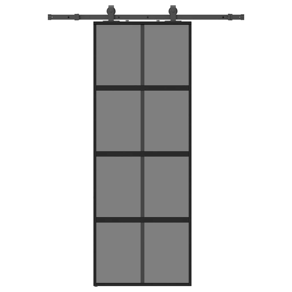 VidaXL porte coulissante avec ferrures 76x205 cm verre trempé noir