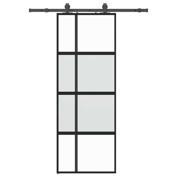 VidaXL porte coulissante avec ferrures 76x205 cm verre trempé noir