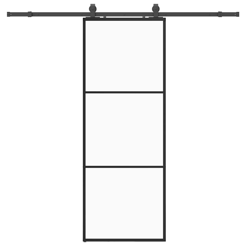 VidaXL porte coulissante avec jeu de ferrures 76x205 cm verre ESG noir