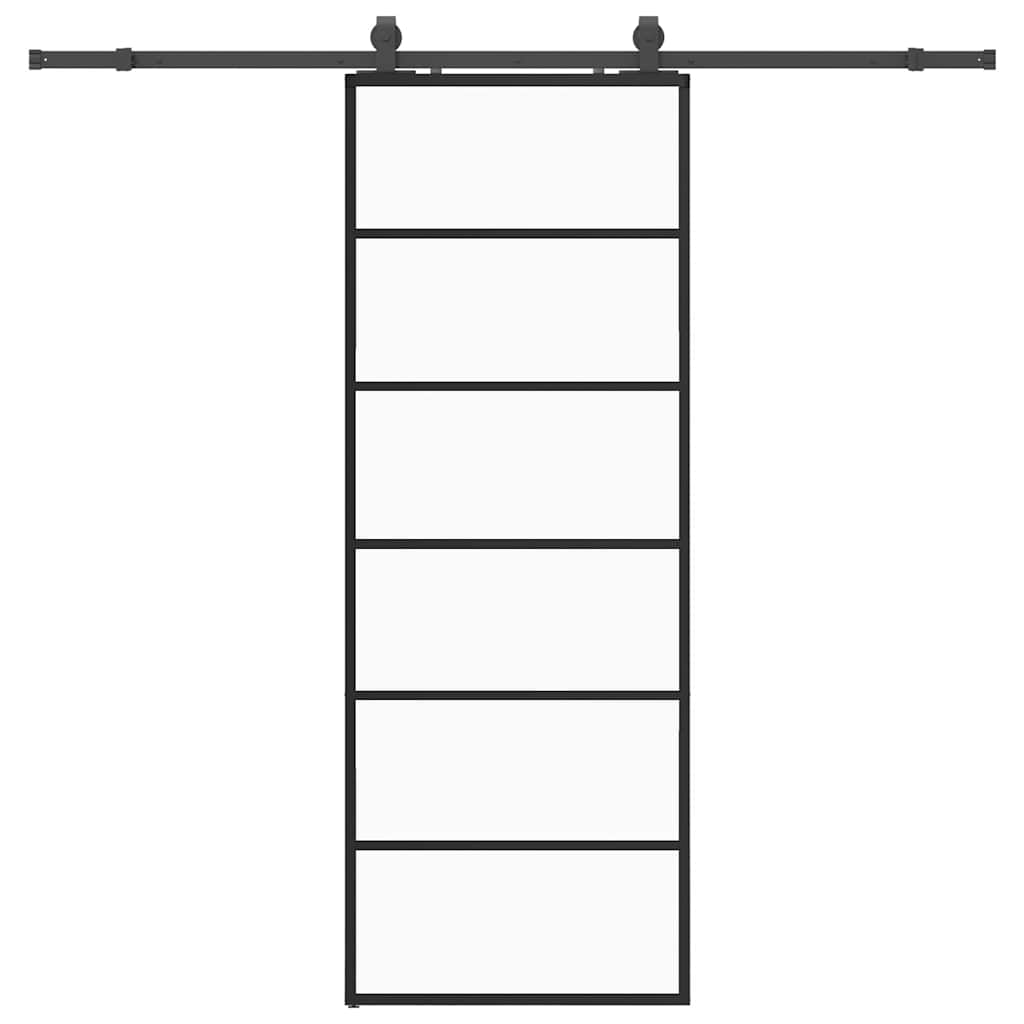 VidaXL porte coulissante avec jeu de ferrures 76x205 cm verre ESG noir