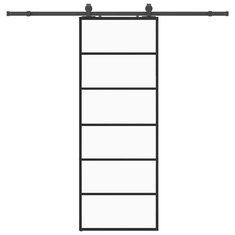 VidaXL porte coulissante avec jeu de ferrures 76x205 cm verre ESG noir