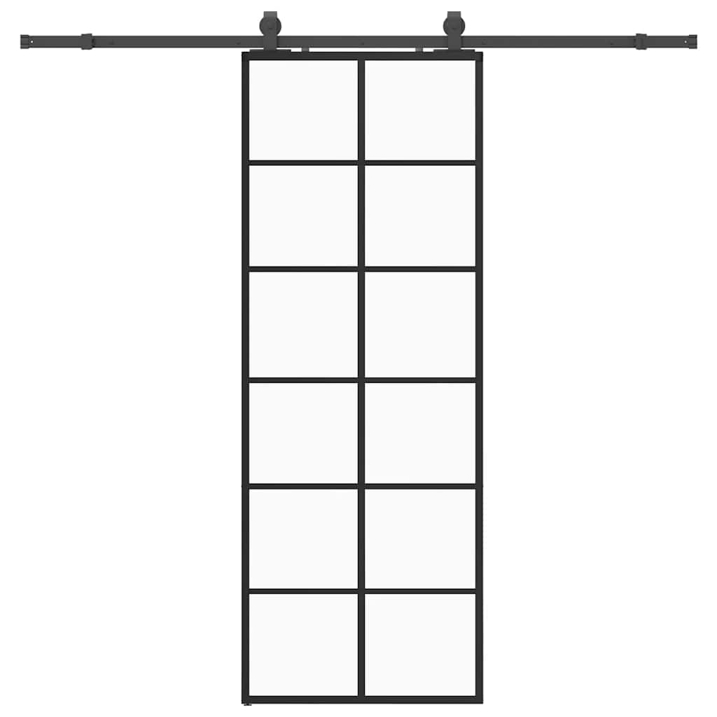 VidaXL porte coulissante avec jeu de ferrures 76x205 cm verre ESG noir