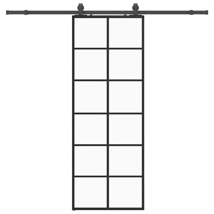 VidaXL porte coulissante avec jeu de ferrures 76x205 cm verre ESG noir