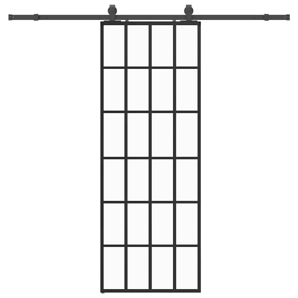 VidaXL porte coulissante avec jeu de ferrures 76x205 cm verre ESG noir