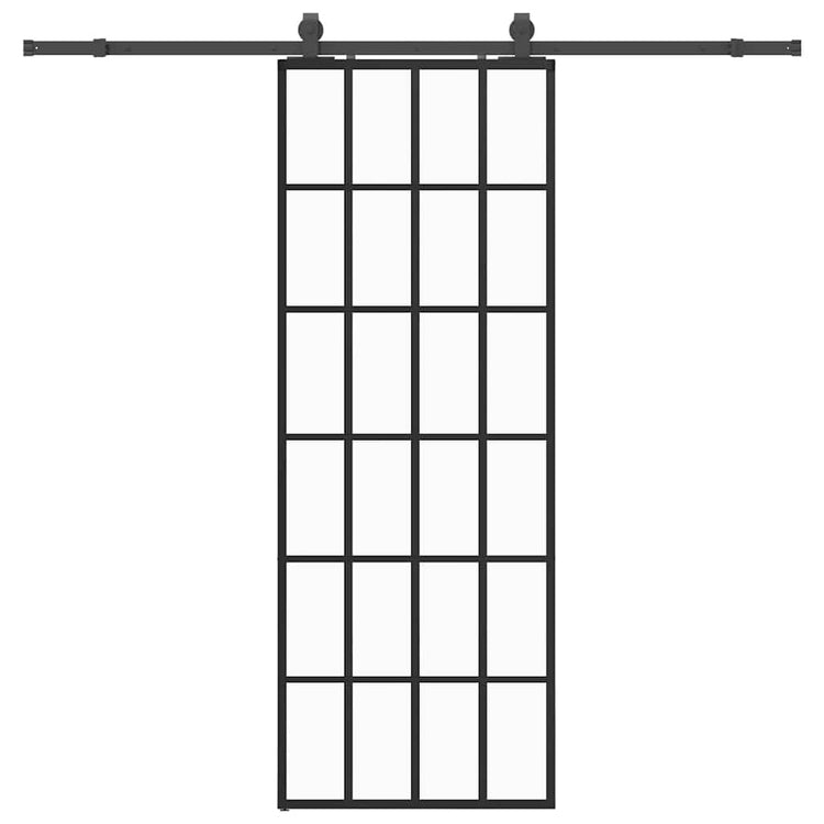 VidaXL porte coulissante avec jeu de ferrures 76x205 cm verre ESG noir