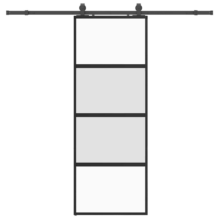 VidaXL porte coulissante avec ferrures 76x205 cm verre trempé noir