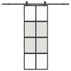VidaXL porte coulissante avec ferrures 76x205 cm verre trempé noir