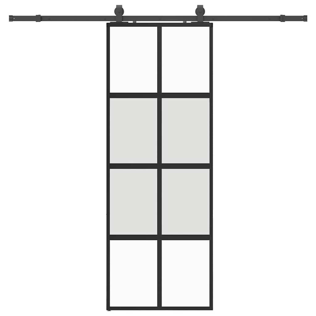 VidaXL porte coulissante avec ferrures 76x205 cm verre trempé noir