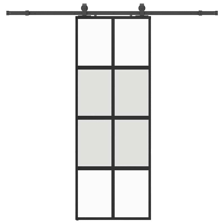 VidaXL porte coulissante avec ferrures 76x205 cm verre trempé noir