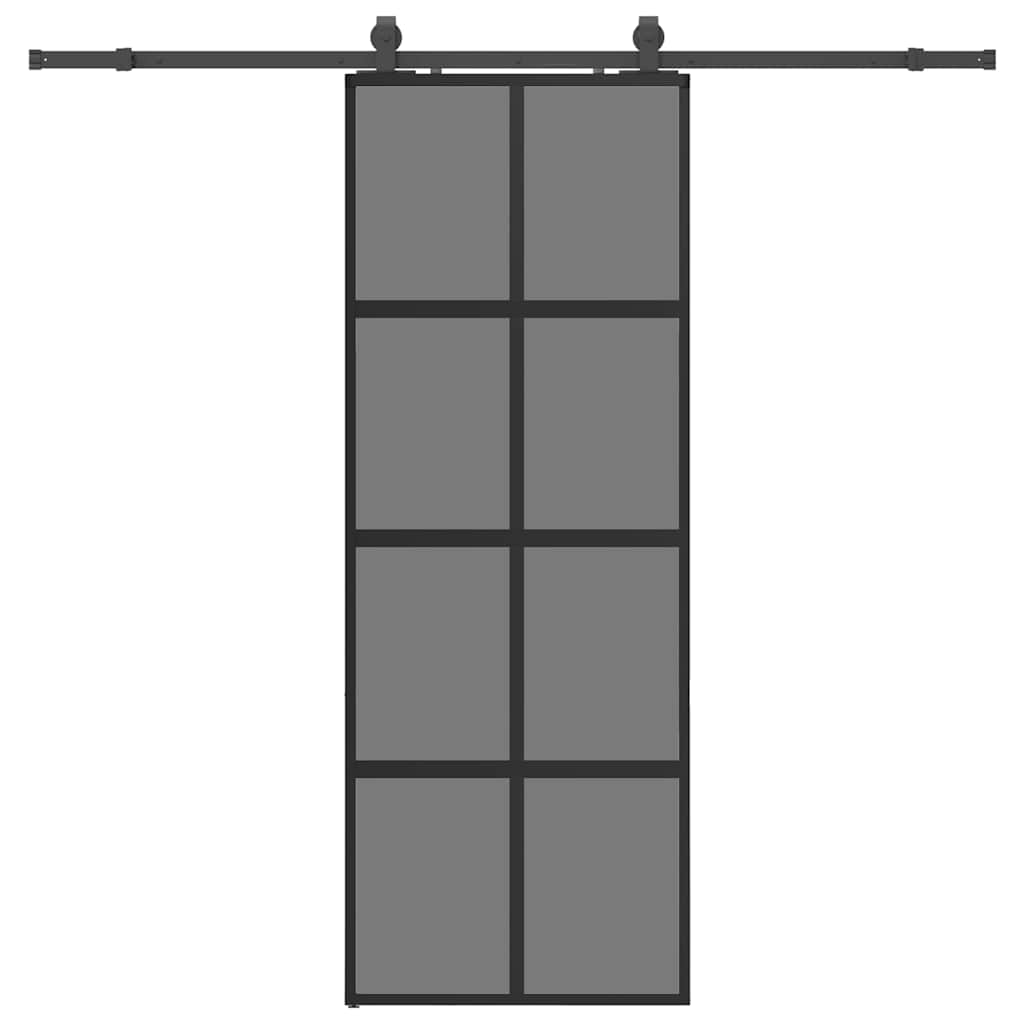 VidaXL porte coulissante avec ferrures 76x205 cm verre trempé noir