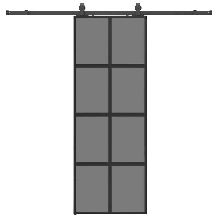 VidaXL porte coulissante avec ferrures 76x205 cm verre trempé noir