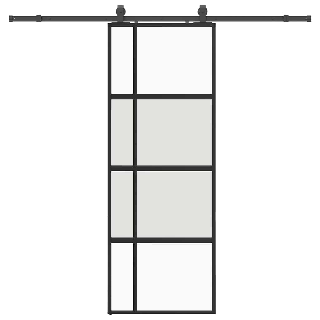 VidaXL porte coulissante avec ferrures 76x205 cm verre trempé noir
