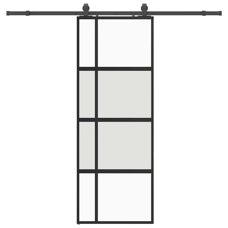 VidaXL porte coulissante avec ferrures 76x205 cm verre trempé noir