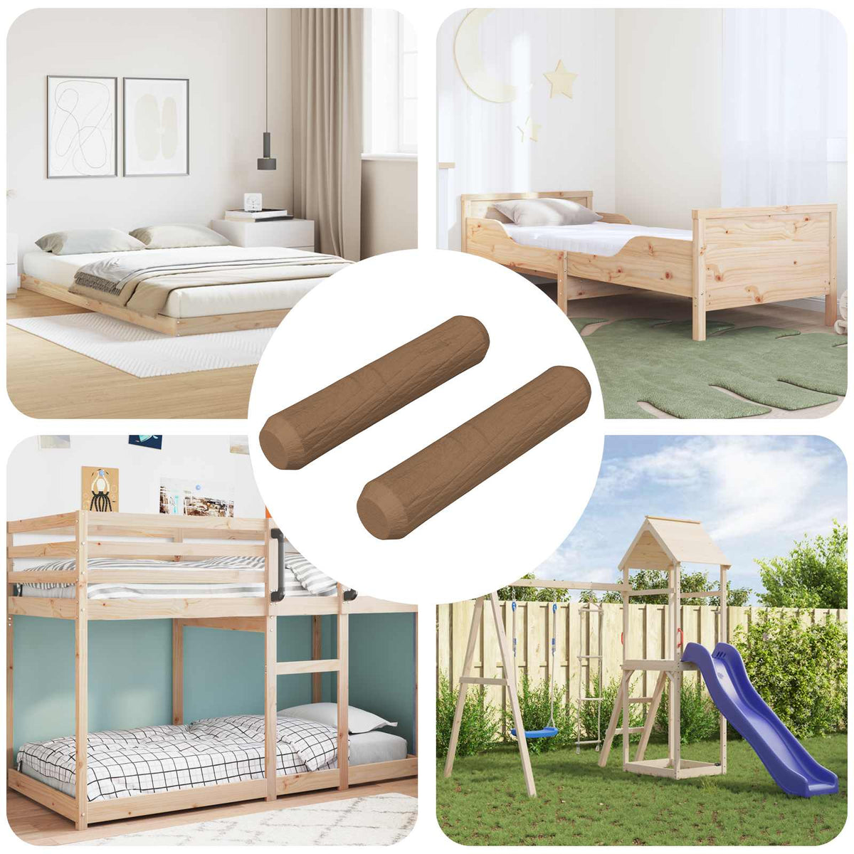 Vidaxxl chevilles en bois 2 pcs marron ø8 x 35 mm bois massif