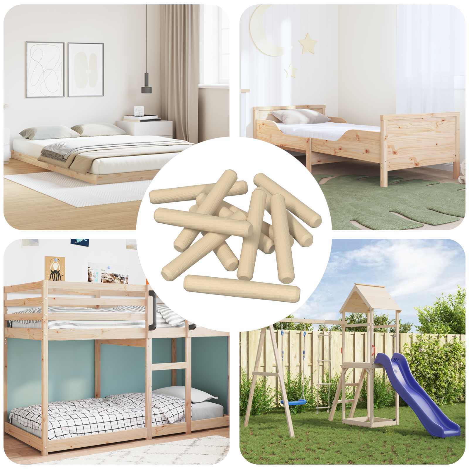 Vidaxxl chevilles en bois 12000 pcs bois massif marron