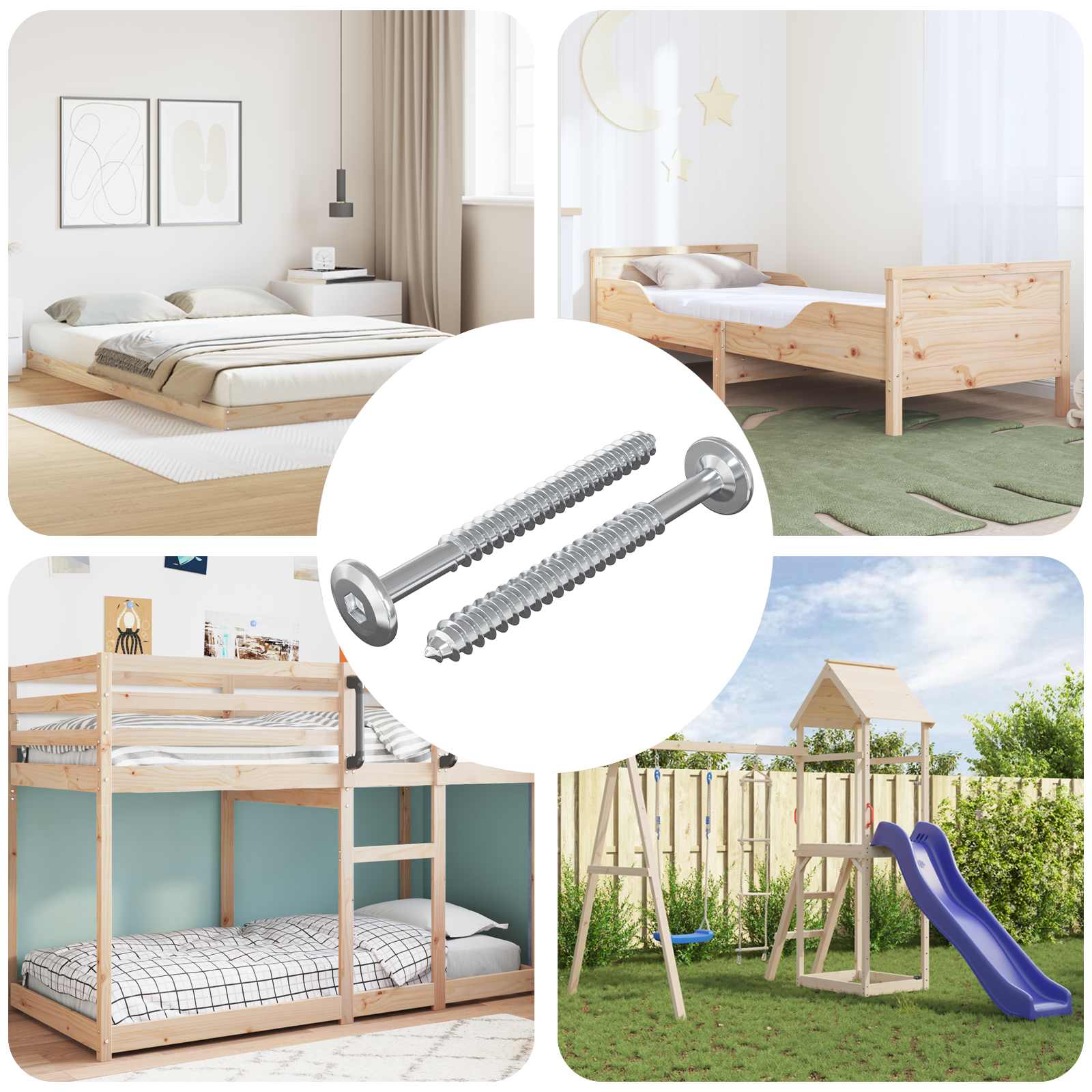 Vidaxxl vis à bois 2 pcs argent m6 x 70 mm acier