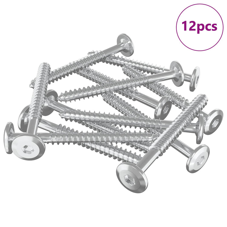Vidaxxl vis à bois 12 pcs argent m6 x 70 mm acier