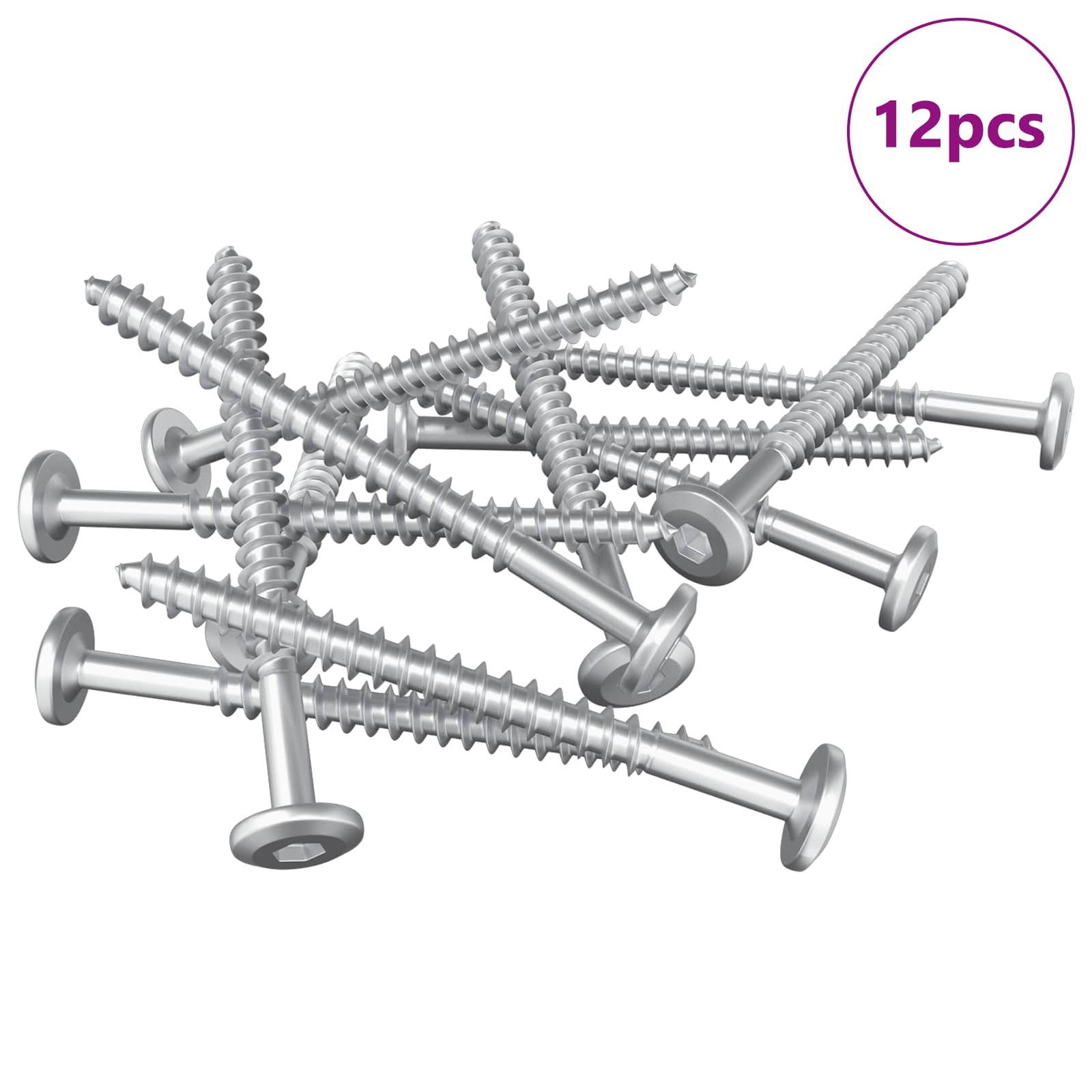 Vidaxxl vis à bois 12 pcs argent m6 x 70 mm acier